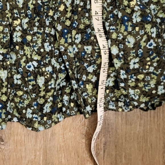 Sonoma Tiered Long Maxi Dress Size Large Olive green & Blue Floral - Picture 8 of 10